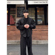 Qumile American three-defense flight jacket men's spring and autumn short work jacket jacket pussy high street fashion brand baseball uniform black L