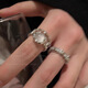 Zweiteilige Mondsteinringe für Frauen mit Strasssteinen Open Ringe Nischendesigns für einfache Kreise Index Finger Ring Französische Selbstdisziplinringe M1047 Doppelschicht Mondsteine Ringe
