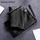 CAVLSLKCAT MEMS Sac à main Geothe Super Cuir Grochet grande capacité Zipper Hand Grab Enveloppe Sac Couche de tête de vache d'anniversaire Valentin de la Saint-Valentin Black Large taille 30 * 20 * 3CM