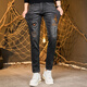 Muzhi Hong Kong Trendy Marke High-End-Stickel-Jeans für Männer 2025 neue schlanke Füße Casual Quality Hosen für Männer Elastic Black 6623 31