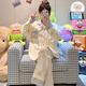Xuan Mulin pajamas for women in spring and autumn long sleeves chest pad 2025 new cute cartoon sweet bear summer home clothing set a691 Star Beaver M