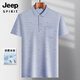 Jeep Spirit Jeep Daddy's Revers Ice Seide Kurzarm T-Shirt mit mittleren Alterszeiten im mittleren Alter mit mittleren und älteren Dünn Polo-Hemd-Eis-Eis Silk-9923 Grüne ECHTE POCKE M 48/165