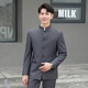 ROMON Chinese tunic suit suit men's youth slim fit Chinese stand collar suit Chinese wedding dress Chinese style Tang suit Chinese stand collar black top + pants L 175 weight 125-135 Jin Jin equals 0.5 kg