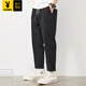 Playboy (Playboy) Herren -Clipper Hosen 2025 Neue Frühlings- und Herbst -Arbeitskleidung gerade lose Hammer in der Pure Cotton Casual Hosen Herren trendig und vielseitig 9904 Dunkelgrau [reiner Baumwoll -Hochqualität] L.