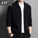Jeep Spirit Chaqueta de cárdigán de punto para hombres Autumn y de invierno suéter de solapa mediana de espesor chino y británico sétero de cremallera completa gris oscuro 3xl [170-190]