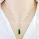 OEMG necklace for women 925 sterling silver plated 18k gold emerald zircon pendant temperament luxury silver jewelry gift for girlfriend gold green zircon necklace