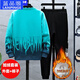 Lanpinge Frühlings- und Herbststil Junior High School und High School College-Schüler Chinesischer Stil Sweatshirt Sports Casual Anzug Jungen und Teenager Trendy Clothes Blue (zweiteiliger Set) HX683-K556 2XL (Empfohlene Höhe 170-175 cm)