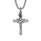 IDEAGEMER Teng She series 925 silver cross necklace men's high-end original niche snake year animal year pendant 925 silver Teng snake cross pendant-steel chain-55CM