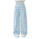 
moonkids girls wide-leg pants 2025 spring new children's loose versatile plaid straight-leg pants large children's casual pants spring suit 15266 blue 110 cm