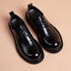 BABOCHEN large leather shoes men's genuine leather breathable business casual derby shoes British style versatile soft surface soft sole height increasing men's shoes black height increasing model 41