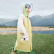 Lemonkid children's raincoat boys and girls elementary school students rain poncho with school bag baby to go to school rainproof suit cheese lemon yellow L