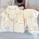 Cat man cute rabbit long-sleeved pajamas for women in spring and autumn thin pure cotton gauze 2025 new summer outdoor wear home clothes 826#KT cat#[Long Sleeve + Trousers] M [Suggest 80-100Jin[Jin equals 0.5 kg]]