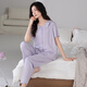 
Kuaishen pajamas for women in summer pure cotton thin short-sleeved trousers for women, mother casual loose doll collar, can be worn outside home clothes 698 Taro purple L [160-165CM/100-125Jin [Jin equals 0.5 kg]]