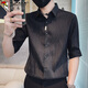 Specht (Tucano) Shirt Herren Frühling und Sommer dünne Fünf-Punkte-Hülle Casual Shirt Herren koreanischer Stil Trendy Jacke Herren Schwarz XL