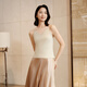 
EP Yaying High-end Series Mulberry Silk V-neck Sling Vest Sweater 2025 Summer New Model 9905A Beige XL