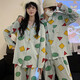 优诗菲2025年新款蜡笔小新睡衣女春秋季纯棉长袖可爱卡通学生家居服 5155#情侣几何小新 米色 版 Y30 XL 男130-150斤