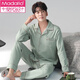Modal 2025 Nuevo pijama para hombres Spring y otoño Simple Cotton Spring y Autumn Casual Green Home Relling Set W6621 Set XL Men 120-140Jin [Jin equivale a 0.5 kg]