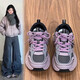 HQTING红蜻蜓品牌女鞋捡漏2025新款春秋季厚底老爹鞋女夏季软底轻便运动 银色 38