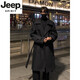 Jeep Spirit High-End Retro Double Breasted Windbreaker Herren Spring Neue Feste Farbe Einfacher mittelgroßer britischer Stil großer Größe Schwarz L.