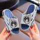Boys' sandals, parent-child soft-soled summer cartoon non-slip home leisure indoor and outdoor children's slippers with a poop feeling, upgraded model, astronaut gray, size 28-29, inner length 18.5cm, suitable for about 4-5 years old