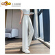 Erste Bananenhose für Frauen im Sommer 2025 Neue erweiterte Version hohe Taille Draping Drapy-Beine lässige amerikanische Sportsporthosen 671# Weißes Grau [Länge] Stammliche S [Empfohlen 90jin [Jin gleich 0,5 kg] unten]