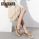 Sijiatu 2025 new wheat sugar cube Mary Jane shoes Fisherman shoes Flat shoes Light mouth shoes Women's single shoes 9UA49AQ5 Grass and wood brown 34