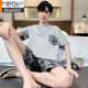 Pajamas de hombres modales puros. Pantalones cortos de verano de algodón pantalones cortos para hombres jóvenes sencillos de verano de gran tamaño de mediana edad set 8841 3xl hombres (adecuado para 160-180Jin [Jin es igual a 0,5 kg])