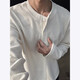 NYINGcleanfit henley collar long-sleeved t-shirt for men 25 spring and autumn new textured loose inner sweatshirt bottoming shirt black XL (120-140Jin Jin equals 0.5kg)