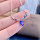 Shilian Tanzanite Necklace Fresh Style Noble and Elegant Women's Pendant 925 Silver Inlaid with Japanese and Korean Compact and Generous Versatile Clavicle Chain