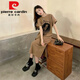 皮尔卡丹（pierre cardin）纯棉长款过膝懒人连衣裙女宽松外穿夏季新款遮肉短袖t恤裙子开叉 761-咖啡色 (纯棉)今年流行的轻 M