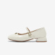 
Best 2025 spring new temperament French Mary Jade shoes camellia thick heel red women's singles shoes B9902AQ5 beige 38