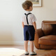 Ouyu Jungen Kleider Kleid Sommeranzug Baby Kindergarten Performance Little Host Chorus Blumenjunge Einjähriger Abschlussanzug Marine Blau (Hemd + Riemen + Shorts + rote Fliege) 130 Empfohlenes Gewicht 50-56 Jin [Jin gleich 0,5 kg]
