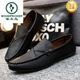 
Woodpecker brand men's beanie shoes 2024 new soft leather casual leather shoes trendy lazy shoes youth trendy shoes YL-D826 brown 39