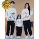 G.duck2025 spring new product, high-end parent-child sweatshirt, family outfit, tops, children's sweatshirt for a family of three or four, round neck, thin red apricot patchwork 90 baby crawling suit