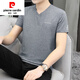 Pierre Cardin Día del Padre Summer Algodón puro Camiseta de manga corta para la blusa de blusa en V masculina Moda nueva Camisa de cuerpo delgado de hombres a media manga Día del padre Regalo del día del padre para papá Q694 White 2xl 135-150Jin [Jin equivale a 0.5 kg]