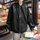 SWAMP AREA leather solid color men's autumn and winter hip-hop jacket top American retro motorcycle style jacket SWC99 black 2XL