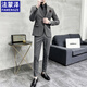 Famenze suit suit men's business professional formal wedding groom's dress casual British style slim suit jacket black suit + trousers + vest + gift bag XL 115-130Jin Jin equals 0.5 kg