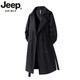JEEP SPIRIT light luxury high-end German mid-length windbreaker men's British style casual over-the-knee coat jacket men's casual new product black 2XL recommended weight 160-180Jin Jin equals 0.5 kg