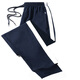 Navy blue two-striped leg-locked school uniform pants, customized plus fat plus size for boys and girls, black cotton polyester loose sweatpants, navy blue thin striped leg-locked L