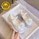 G.duck Girls' Leather Shoes Children's Princess Crystal Shoes 2025 Spring and Autumn New Girls Casual Shoes Rhinestone Girls Performance Shoes Pink 27 Inner Length 16.5CM