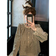 Moyiya (Moyiya) [826 personnes Collection] Sweet Plaid Lace Lace Round Coud Plaid Plaid Long à manches pour femmes Spring New Style Black [peut être porté pendant toutes les saisons] Recommandé 116-125 Jin [Jin équivaut à 0,5 kg] xl