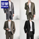 ROMON suit suit for men, light and sophisticated style, trendy, high-end, slim, versatile, casual suit, Korean version, handsome suit jacket for men, 669 black, two-piece suit + pants XL