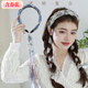 Spring flower hairpin hairband for women retro autumn and winter braided hairband with teeth anti-slip Internet celebrity new hair bundle feeling head cave hair accessory blue gray