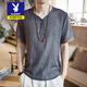 
Playboy Tang suit men short-sleeved men summer thin youth Chinese style retro buckle half-sleeved T-shirt Chinese style ancient style men's clothing 686 burgundy M Reference 85-100Jin [Jin equals 0.5 kg]