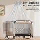 Trimigo crib multi-functional bed fence game newborn bed with changing table bed splicing folding baby rocking bed Sui'an Elegant 6-in-1 multi-functional crib one-button opening and closing + aviation aluminum column + paint-free and odorless