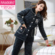 Modal pajamas for women in winter thickened and plush three-layer cotton warm autumn and winter flannel women can wear home clothes set W4 R9858-1 orange red medium length hat M (160)