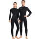 DIVE&SAIL long-sleeved one-piece wetsuit 3MM wet suit for men and women, couple surfing suit, warm and cold-proof snorkeling winter swimsuit, wet suit, men's black M