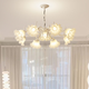 
XMSJ French pastoral living room chandeliers creative internet celebrity lily of the valley flower lamp American country retro lamp restaurant bedroom lamp YL6627 green three-head disc 35CM warm light
