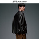 PEACEBIRD Men's Jacket Leather Lapel Lapel Temperament Loose Casual Fashion Black 1 S