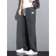 Lomon summer thin ice silk casual pants for men loose straight-leg tensile denim wide-leg pants for men trendy brand trousers for men 1048 gray + 1048 black M